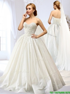 Latest A Line Applique and Beaded Wedding Dress in Taffeta