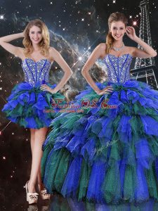 Designer Floor Length Ball Gowns Sleeveless Multi-color Quinceanera Gown Lace Up