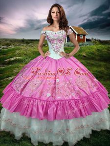 Adorable Floor Length Ball Gowns Sleeveless Rose Pink Ball Gown Prom Dress Lace Up
