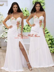 Floor Length White Dress for Prom Sweetheart Sleeveless Zipper