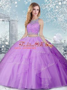 Cheap Scoop Sleeveless Clasp Handle Sweet 16 Dress Lavender Tulle