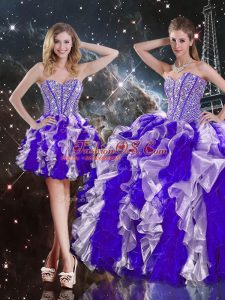 Multi-color Sweetheart Lace Up Beading and Ruffles Quinceanera Gowns Sleeveless