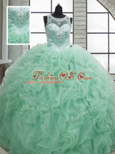 Fabulous Floor Length Ball Gowns Sleeveless Apple Green Quinceanera Dress Lace Up