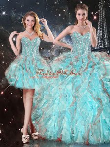 Floor Length Ball Gowns Sleeveless Aqua Blue Sweet 16 Quinceanera Dress Lace Up