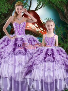 Beauteous Multi-color Sleeveless Organza Lace Up Quinceanera Gown for Military Ball and Sweet 16 and Quinceanera