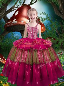Beautiful Sleeveless Beading and Ruffled Layers Lace Up Pageant Dress for Teens