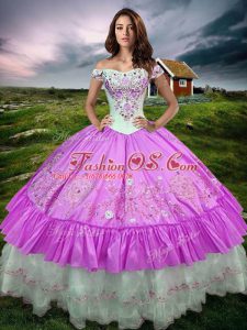 Lilac Sleeveless Taffeta Lace Up 15 Quinceanera Dress for Military Ball and Sweet 16 and Quinceanera