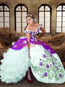Delicate Embroidery and Ruffled Layers Sweet 16 Quinceanera Dress Multi-color Lace Up Sleeveless Floor Length