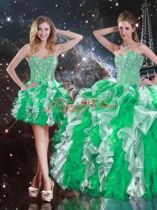 Multi-color Ball Gowns Organza Sweetheart Sleeveless Ruffles Floor Length Lace Up Sweet 16 Dresses