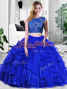 Sleeveless Lace and Ruffles Zipper Sweet 16 Dresses