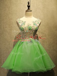 Trendy Organza Sleeveless Mini Length Prom Dresses and Embroidery