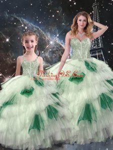 Multi-color Sleeveless Floor Length Beading and Ruffled Layers Lace Up Quinceanera Dresses