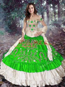 Sleeveless Embroidery and Ruffled Layers Floor Length Sweet 16 Dresses