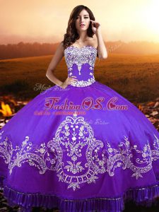 Purple Sleeveless Floor Length Beading and Appliques Lace Up Sweet 16 Dresses