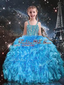 Cheap Sleeveless Lace Up Floor Length Beading and Ruffles Pageant Dress Wholesale