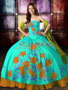 Ball Gowns Quinceanera Dresses Multi-color Strapless Satin Sleeveless Floor Length Lace Up
