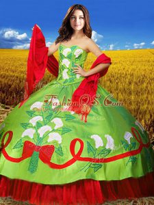 Sweetheart Sleeveless Vestidos de Quinceanera Floor Length Embroidery Multi-color Taffeta