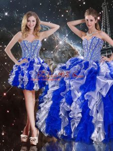 Multi-color Sleeveless Floor Length Ruffles Lace Up Quinceanera Dress