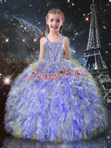Lovely Sleeveless Beading and Ruffles Lace Up Little Girl Pageant Gowns
