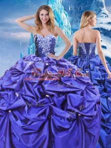 Fabulous Purple Sleeveless Beading and Pick Ups Floor Length Quinceanera Dress