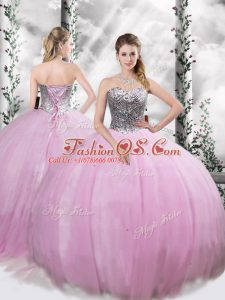Captivating Lilac Sleeveless Beading Lace Up Quinceanera Dresses