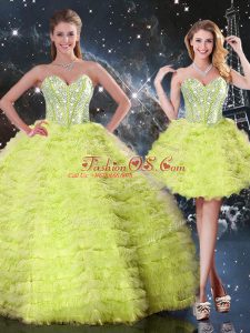 Sleeveless Beading and Ruffles Lace Up Quinceanera Dresses