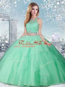 Top Selling Sleeveless Clasp Handle Floor Length Beading 15th Birthday Dress