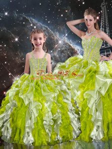 Dazzling Multi-color Sleeveless Beading and Ruffles Floor Length 15 Quinceanera Dress