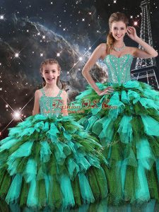 Elegant Multi-color Sleeveless Beading and Ruffles and Ruffled Layers Floor Length 15 Quinceanera Dress