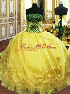 Stunning Sleeveless Embroidery and Ruffles Lace Up Vestidos de Quinceanera