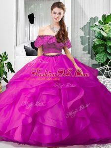 Exquisite Sleeveless Lace Up Floor Length Lace and Ruffles Sweet 16 Quinceanera Dress