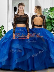 Sexy Scoop Long Sleeves Tulle Sweet 16 Dress Lace and Ruffles Backless