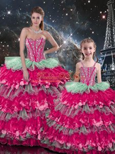 Luxury Floor Length Multi-color Quinceanera Dress Sweetheart Sleeveless Lace Up