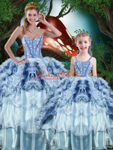 Colorful Sleeveless Beading and Ruffles and Ruffled Layers Lace Up Quinceanera Dresses