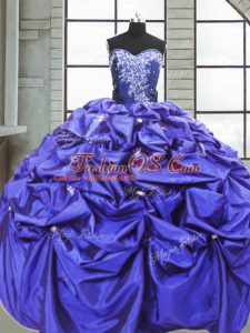 Purple Sleeveless Floor Length Beading and Pick Ups Lace Up Quinceanera Gowns