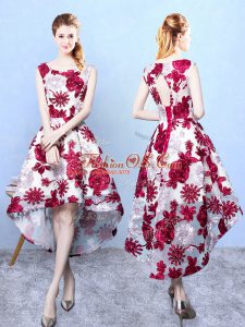Sleeveless Lace Up High Low Pattern Vestidos de Damas