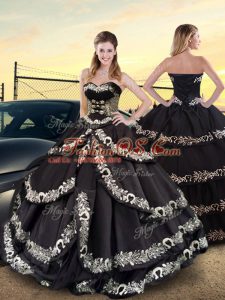 Dramatic Floor Length Ball Gowns Sleeveless Black Vestidos de Quinceanera Lace Up