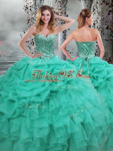 Organza Sleeveless Floor Length Sweet 16 Quinceanera Dress and Beading and Ruffles
