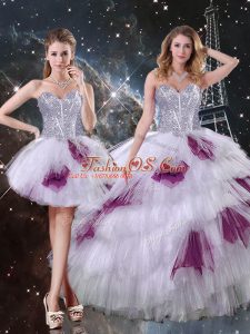 Multi-color Zipper 15th Birthday Dress Beading and Ruffled Layers and Sequins Sleeveless Floor Length