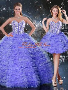 Organza Sleeveless Floor Length 15th Birthday Dress and Embroidery