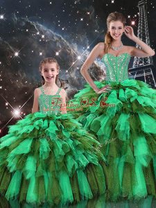 Multi-color Sleeveless Beading and Ruffles and Ruffled Layers Floor Length 15 Quinceanera Dress
