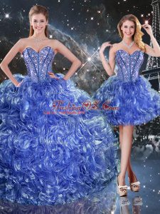 High Class Sleeveless Lace Up Floor Length Beading and Ruffles Sweet 16 Quinceanera Dress