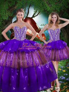 Admirable Floor Length Ball Gowns Sleeveless Multi-color Quinceanera Gowns Lace Up