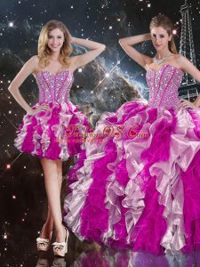 Extravagant Sleeveless Beading and Ruffles Lace Up Sweet 16 Dress