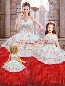 Organza Sleeveless Floor Length Quinceanera Dress and Beading and Appliques and Ruffles