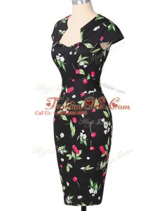 Multi-color Zipper Strapless Pattern Prom Evening Gown Printed Cap Sleeves