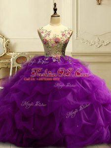 New Arrival Floor Length Ball Gowns Sleeveless Purple Quinceanera Dresses Lace Up