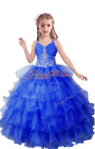 Sleeveless Beading and Ruffled Layers Zipper Glitz Pageant Dress