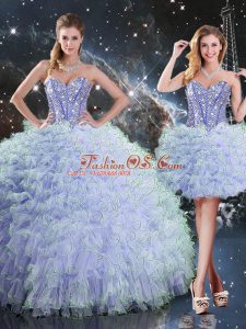Floor Length Lavender Sweet 16 Dress Sweetheart Sleeveless Lace Up