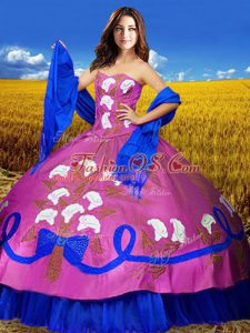 Free and Easy Multi-color Sweetheart Neckline Embroidery 15th Birthday Dress Sleeveless Lace Up